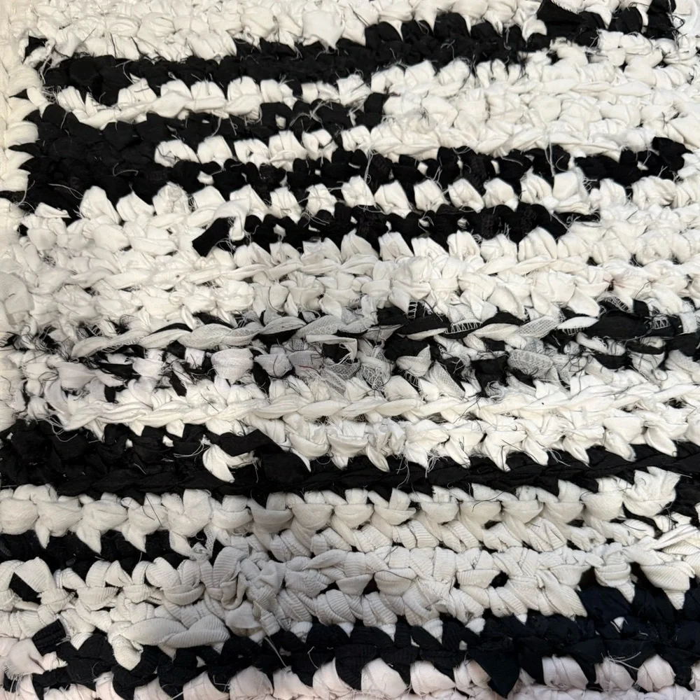 Handmade crocheted rag rug bathroom mat 26x20